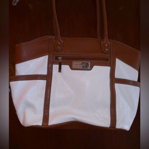 Slightly worn off white chaps handbag/tote